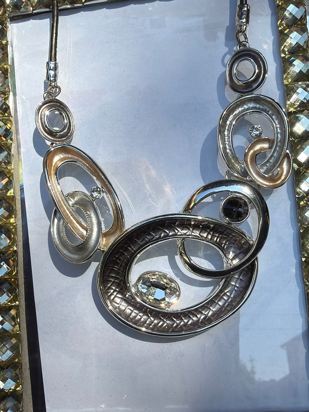 Silver-Tone Statement Link Necklace with Crystal Accent - Women's Jewelry